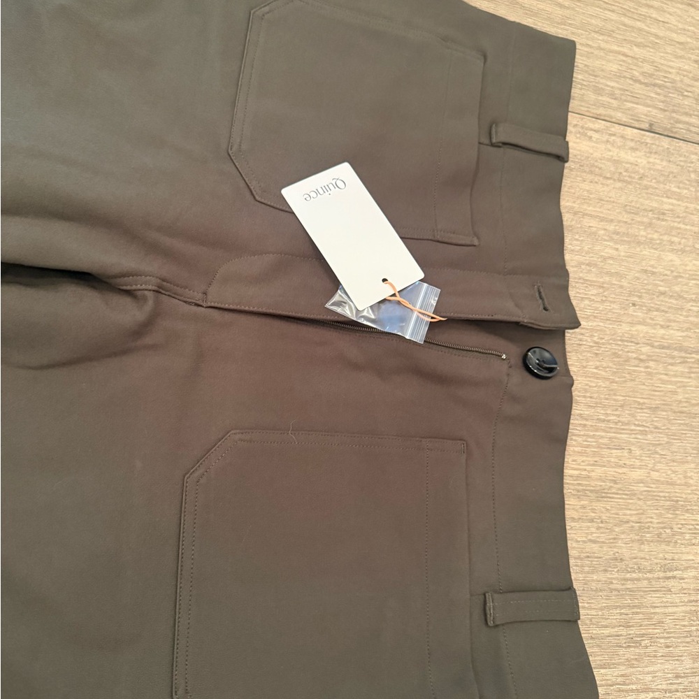 Quince Ultra-Stretch Ponte Cropped Wide Leg Pants- Olive New with tag - Picture 6 of 7